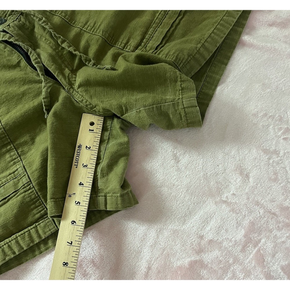 prAna Shorts VTG Cargo Sz Med Women Green Outdoor Hiking Adjustable Seersucker - Picture 4 of 6